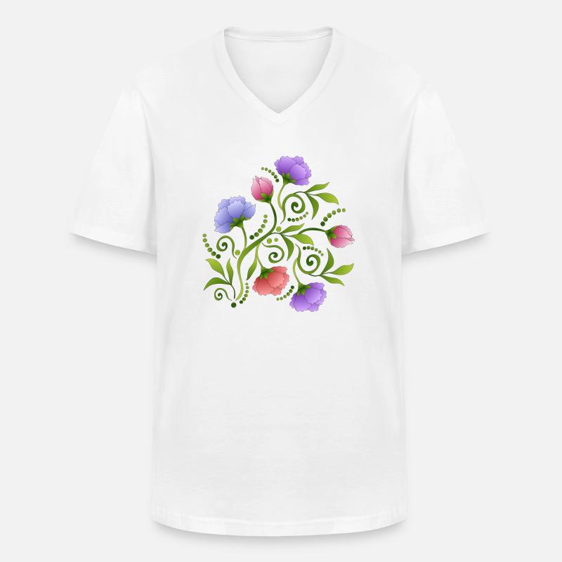 Blumen - Männer-T-Shirt mit V-Ausschnitt - Weiß
