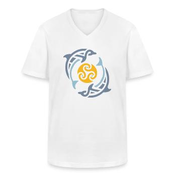 Tribal dolphins - Männer-T-Shirt mit V-Ausschnitt - Weiß - Vorne - AI Model Male 185 light (185cm)