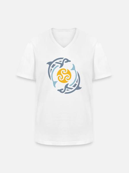 Tribal dolphins - Männer-T-Shirt mit V-Ausschnitt - Weiß