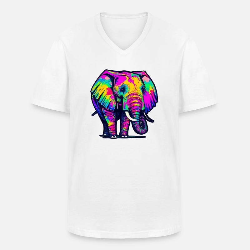 Elefant - Männer-T-Shirt mit V-Ausschnitt - Weiß