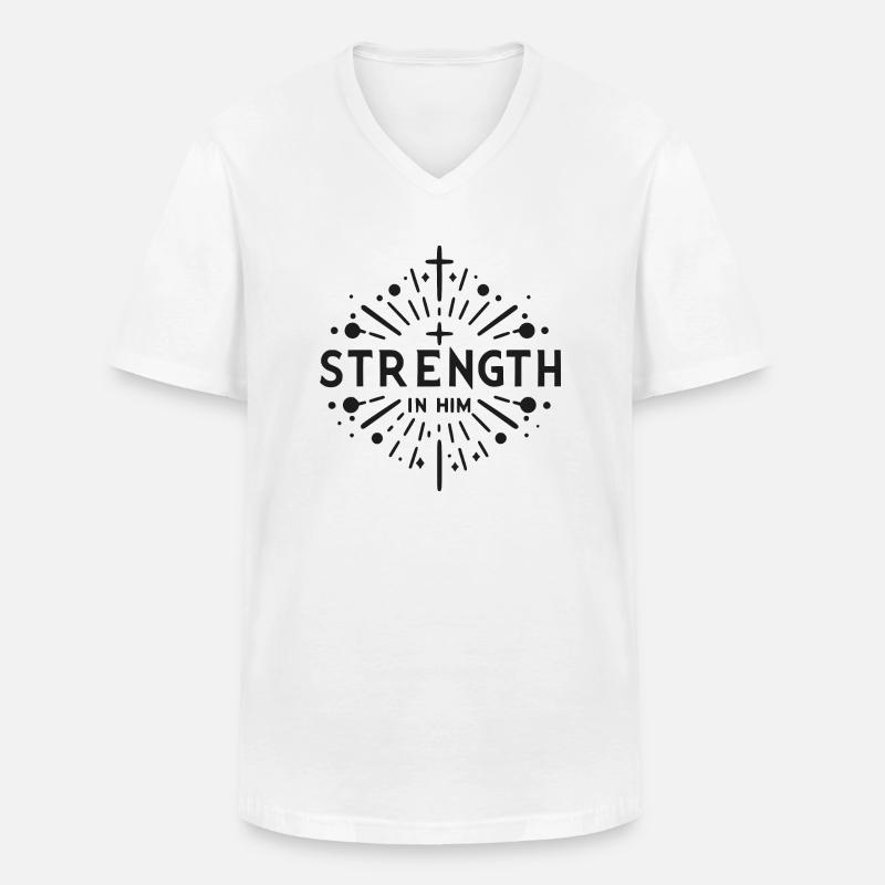 Kraft in Ihm - Männer-T-Shirt mit V-Ausschnitt - Weiß