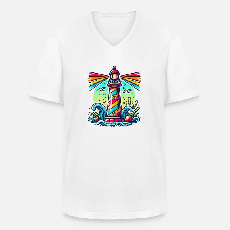 lighthouse - Männer-T-Shirt mit V-Ausschnitt - Weiß