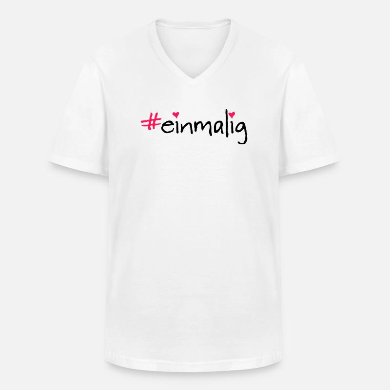 #einmalig - Männer-T-Shirt mit V-Ausschnitt - Weiß