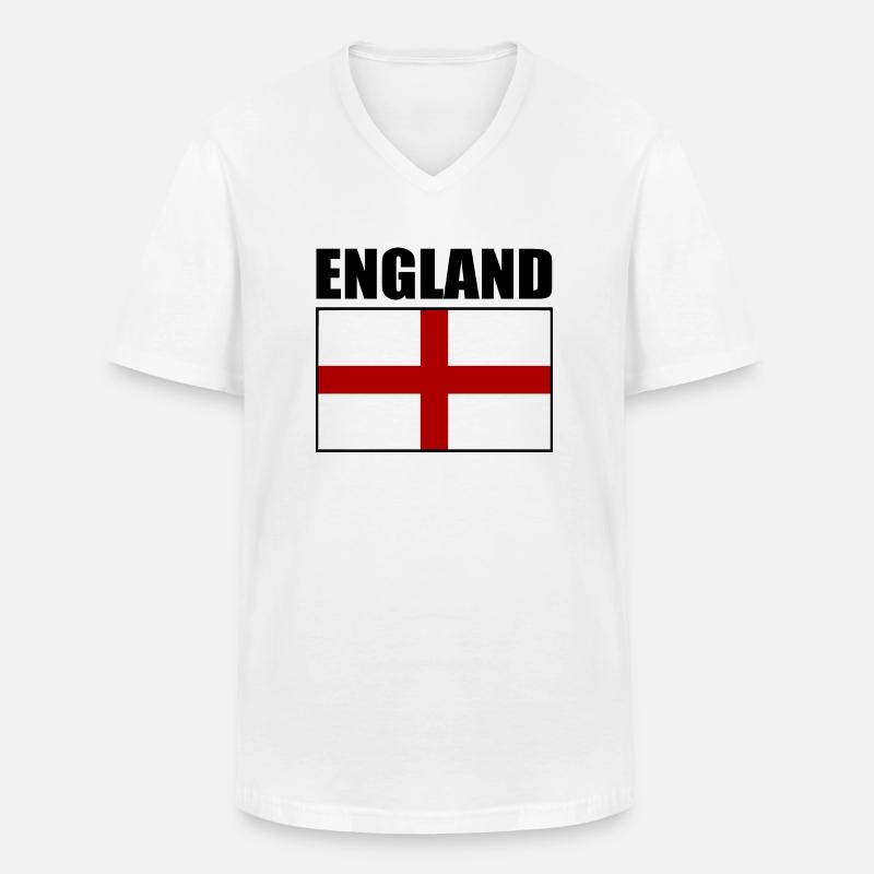 England - Männer-T-Shirt mit V-Ausschnitt - Weiß