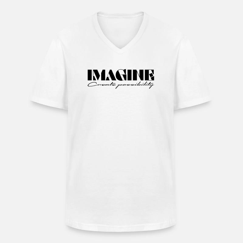 Imagine Create possibility - Männer-T-Shirt mit V-Ausschnitt - Weiß