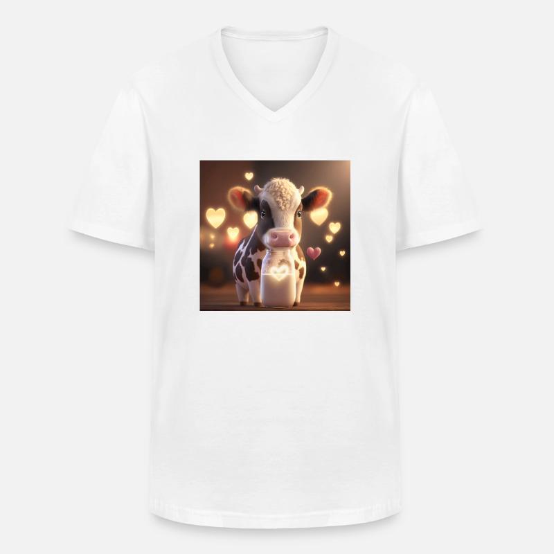 cute Kuh mit Herzchen - Männer-T-Shirt mit V-Ausschnitt - Weiß
