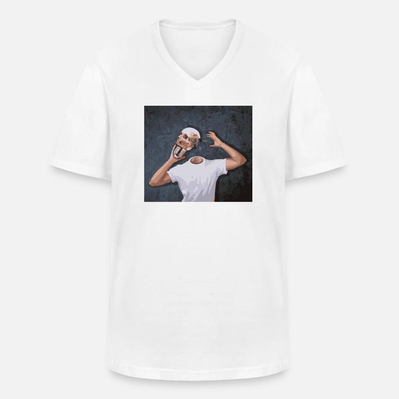 Schädel in der Hand - Männer-T-Shirt mit V-Ausschnitt - Weiß