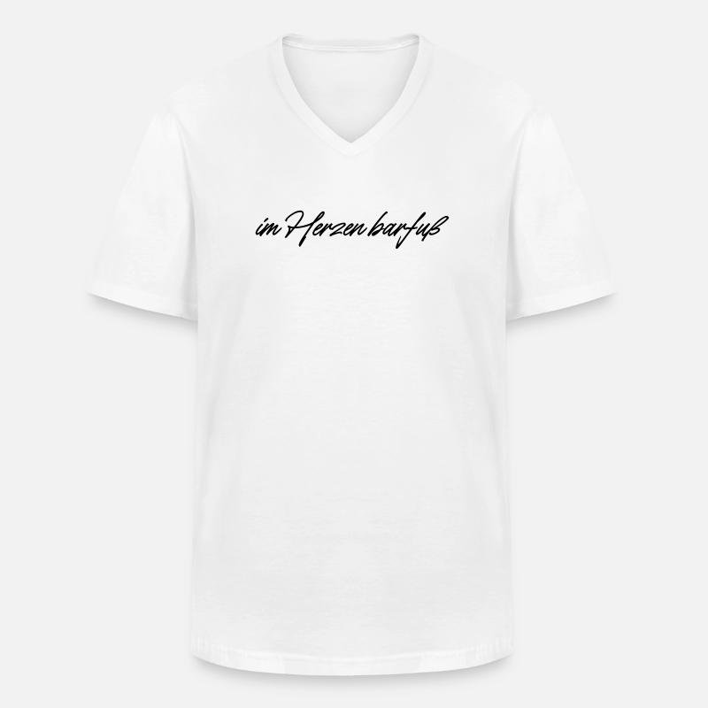 im Herzen barfuß - Männer-T-Shirt mit V-Ausschnitt - Weiß
