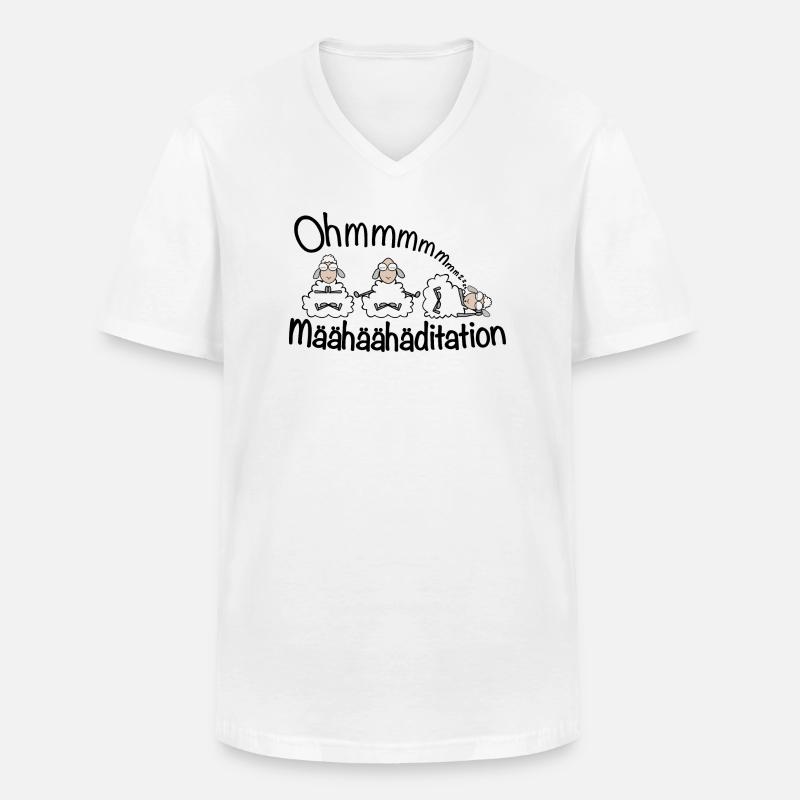 Meditation - Määhditation - Männer-T-Shirt mit V-Ausschnitt - Weiß