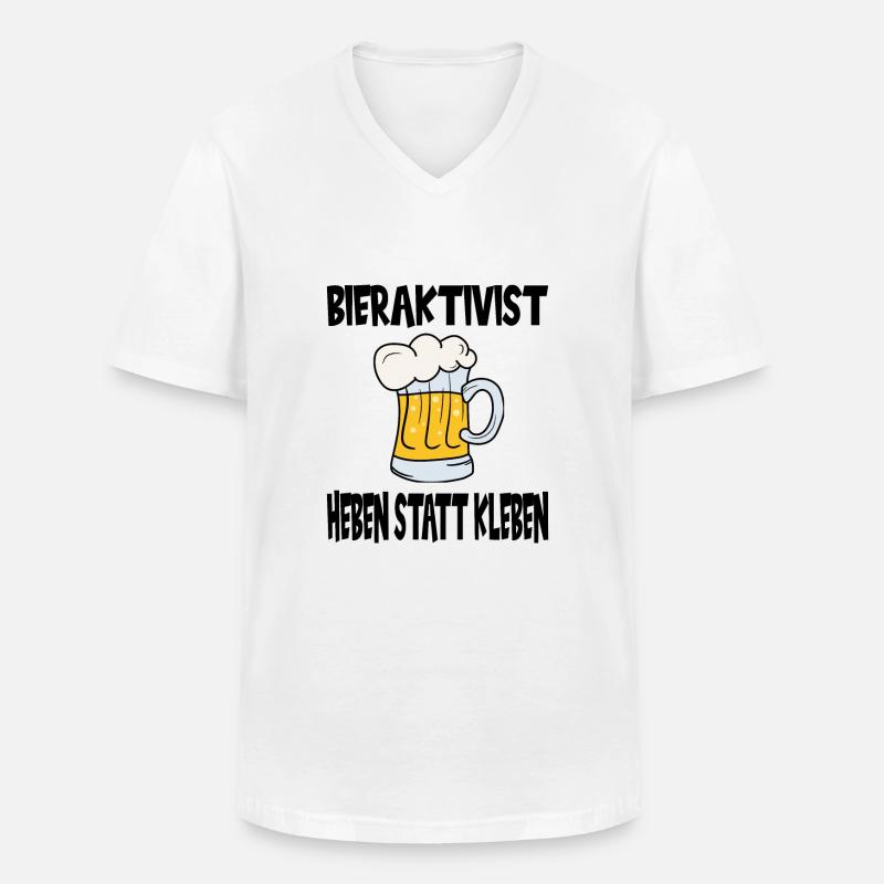 Bieraktivist Heben statt Kleben - Männer-T-Shirt mit V-Ausschnitt - Weiß