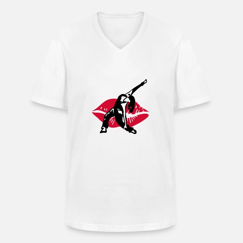 DanceLipps - Männer-T-Shirt mit V-Ausschnitt - Weiß