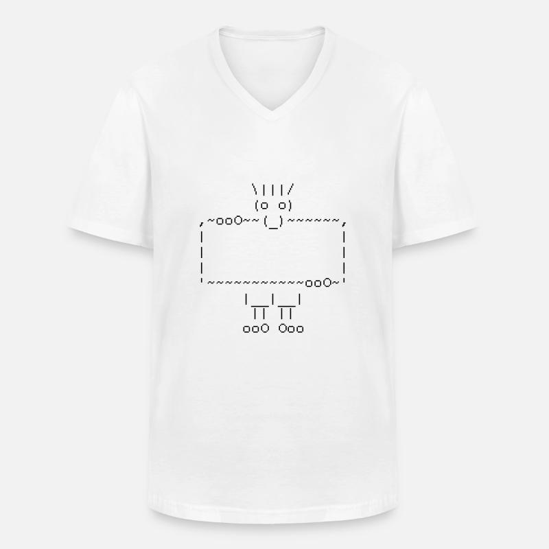ascii art: troll + your text - Maglietta da uomo classica con scollo a V - bianco