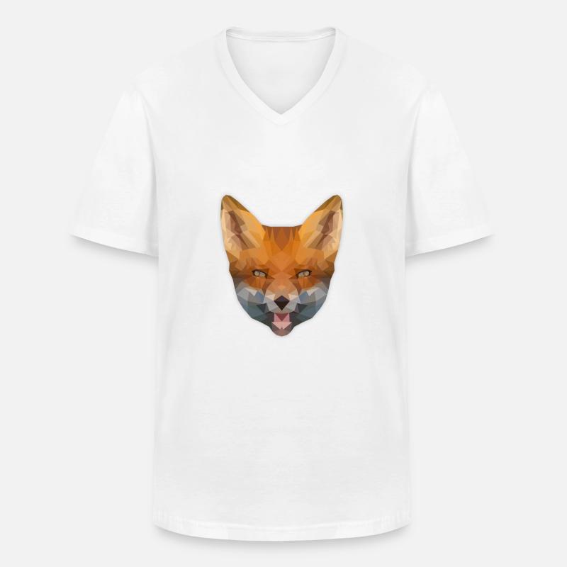 Low Poly Fox - Männer-T-Shirt mit V-Ausschnitt - Weiß