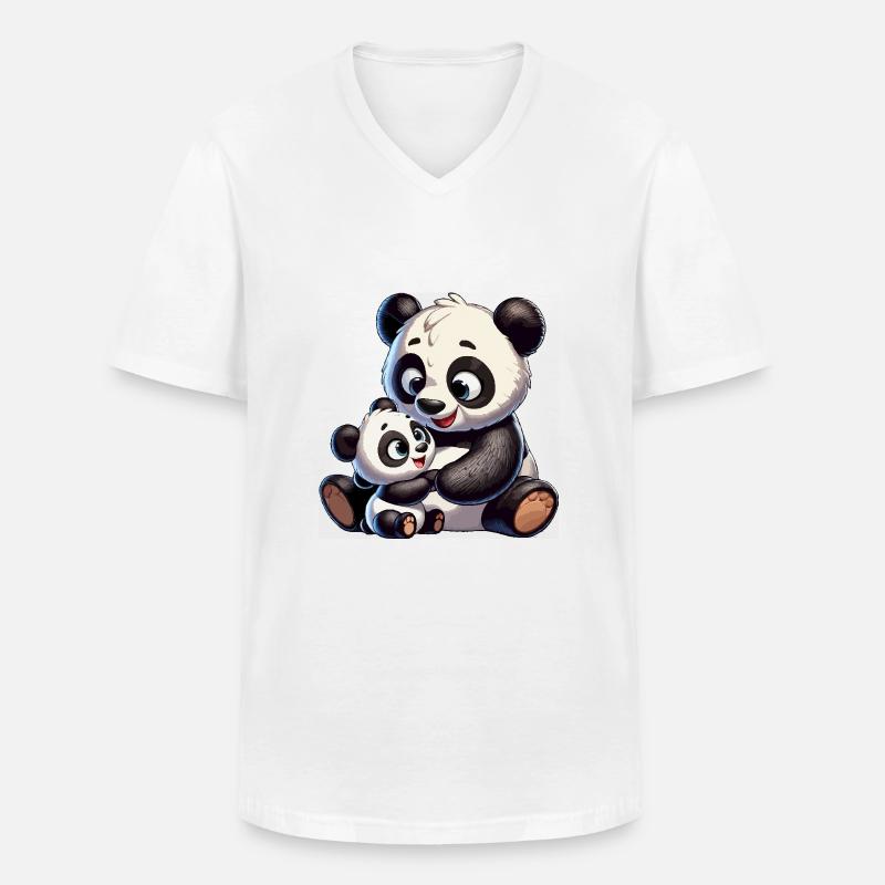 Panda-Mutter mit Kind - Männer-T-Shirt mit V-Ausschnitt - Weiß