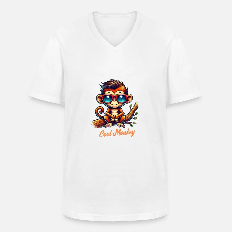 affe sonnenbrille comic - Männer-T-Shirt mit V-Ausschnitt - Weiß