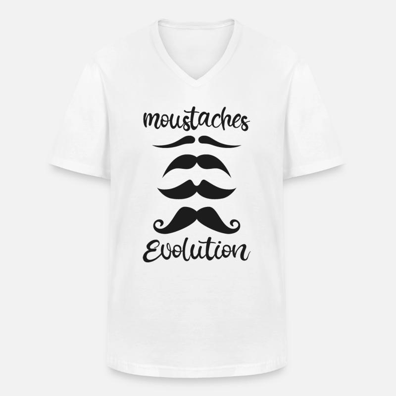 Schnurrbart Evolution - Männer-T-Shirt mit V-Ausschnitt - Weiß