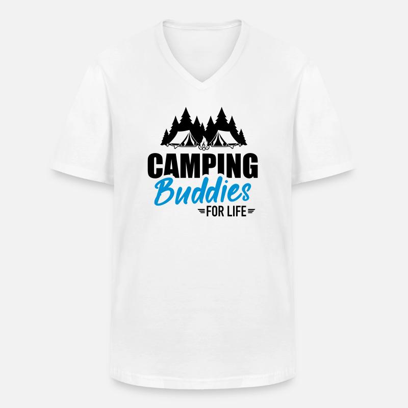 Camping - Männer-T-Shirt mit V-Ausschnitt - Weiß