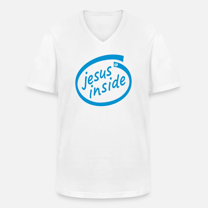 jesus inside - Nerd - Jesus4m3 - Männer-T-Shirt mit V-Ausschnitt - Weiß