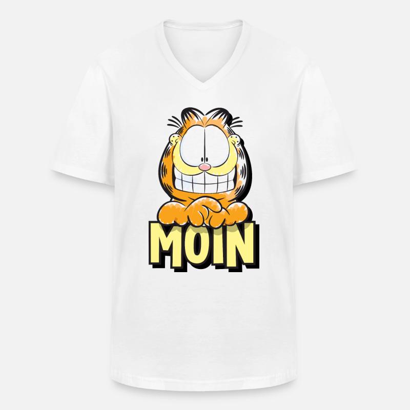 Garfield Moin - Männer-T-Shirt mit V-Ausschnitt - Weiß