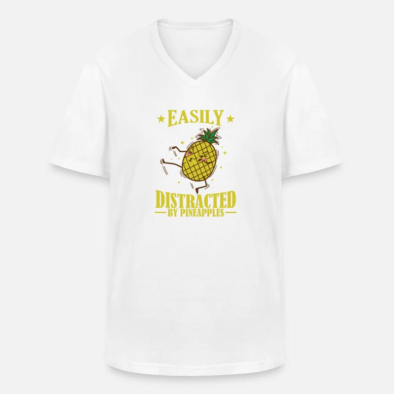 Easily Distracted by Pineapples Frucht - Männer-T-Shirt mit V-Ausschnitt - Weiß