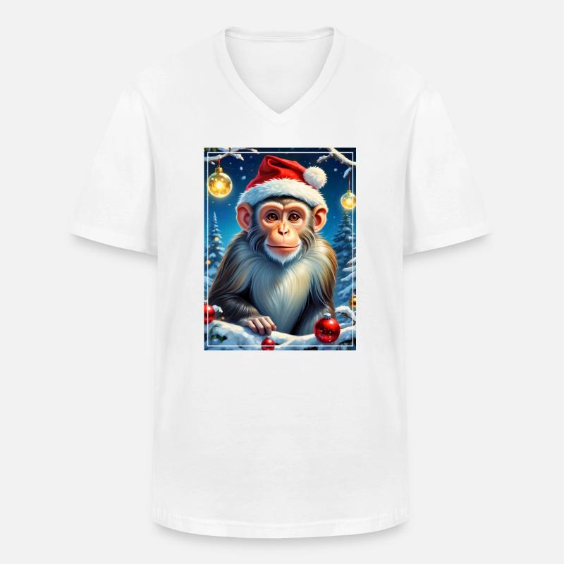 Winterlandschaft Monkey 1.1 - Männer-T-Shirt mit V-Ausschnitt - Weiß