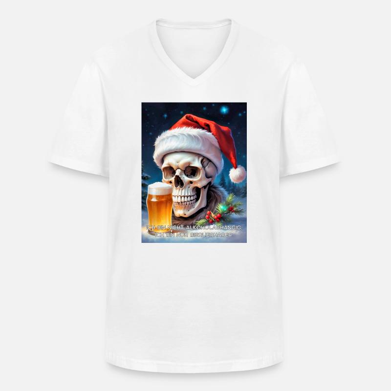 Weihnachten Skull Bier 2.10 - Männer-T-Shirt mit V-Ausschnitt - Weiß