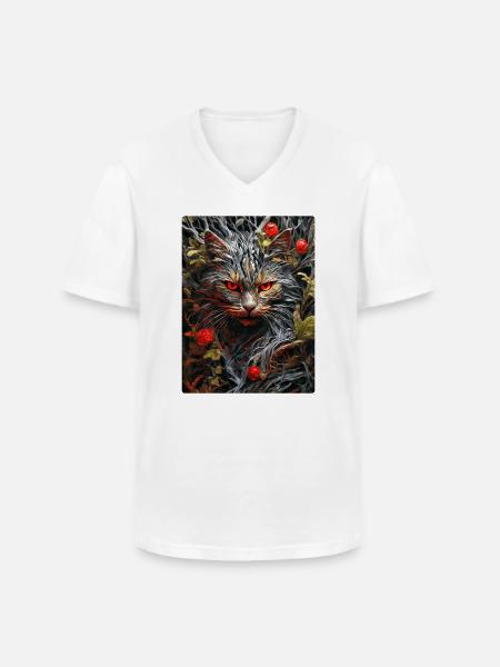 Spooky Plants Cat 1.1 - Men's V-Neck T-Shirt - white