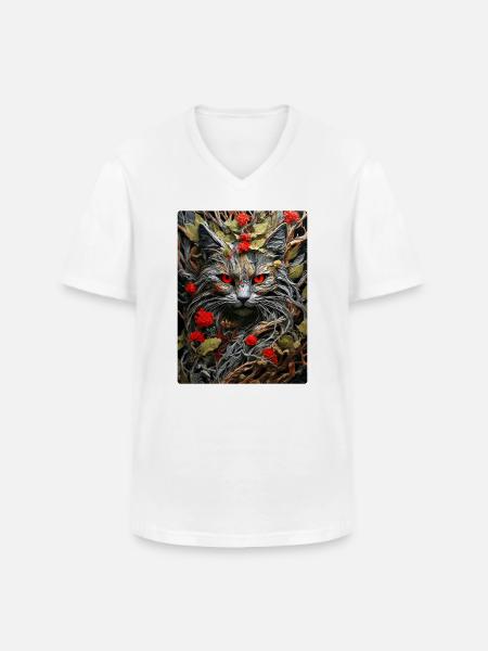 Spooky Plants Cat 1.3 - Men's V-Neck T-Shirt - white