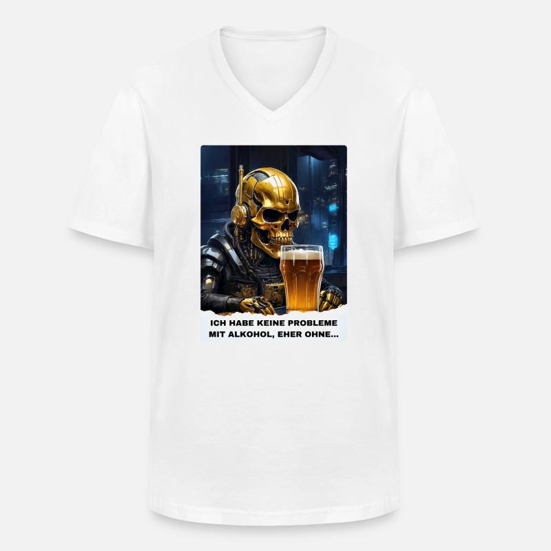Bier Experte Skull 1.3 - Männer-T-Shirt mit V-Ausschnitt - Weiß