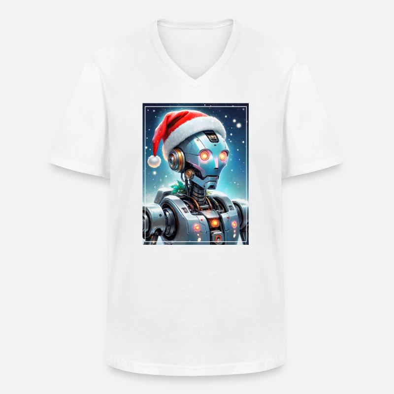 Winterlandschaft Robot 1.12 - Männer-T-Shirt mit V-Ausschnitt - Weiß