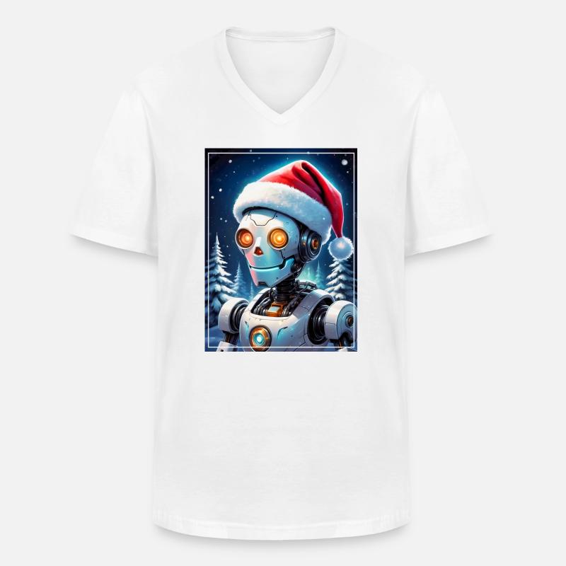 Winterlandschaft Robot 1.11 - Männer-T-Shirt mit V-Ausschnitt - Weiß