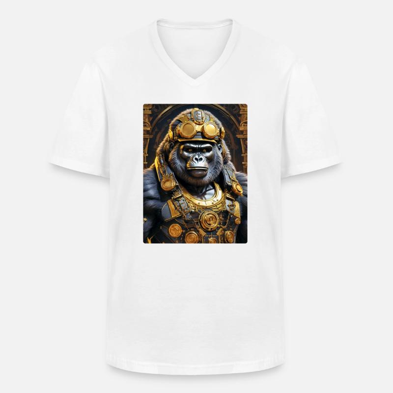 Steampunk Gorilla 1.14 - Männer-T-Shirt mit V-Ausschnitt - Weiß