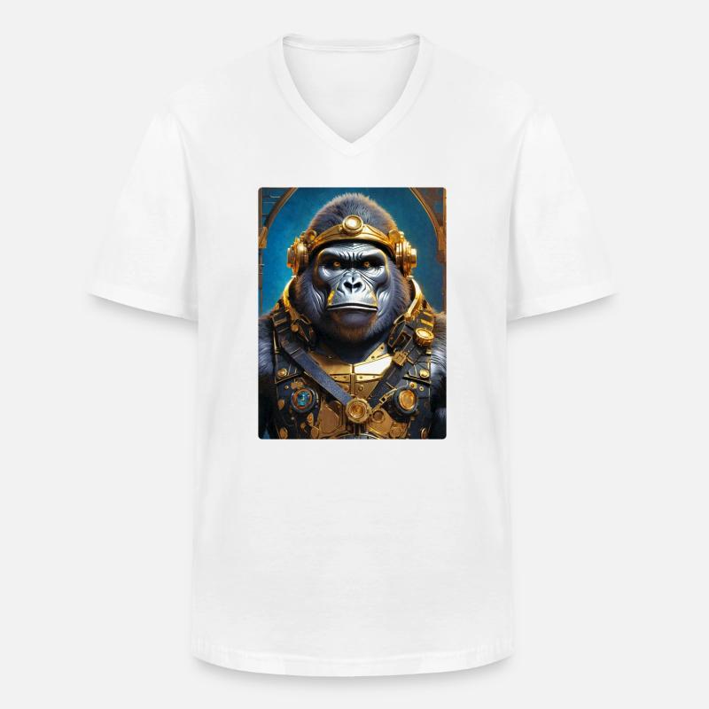 Steampunk Gorilla 1.12 - Männer-T-Shirt mit V-Ausschnitt - Weiß