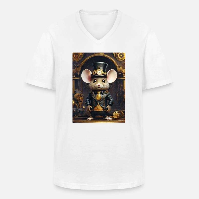 Steampunk Maus 1.7 - Männer-T-Shirt mit V-Ausschnitt - Weiß