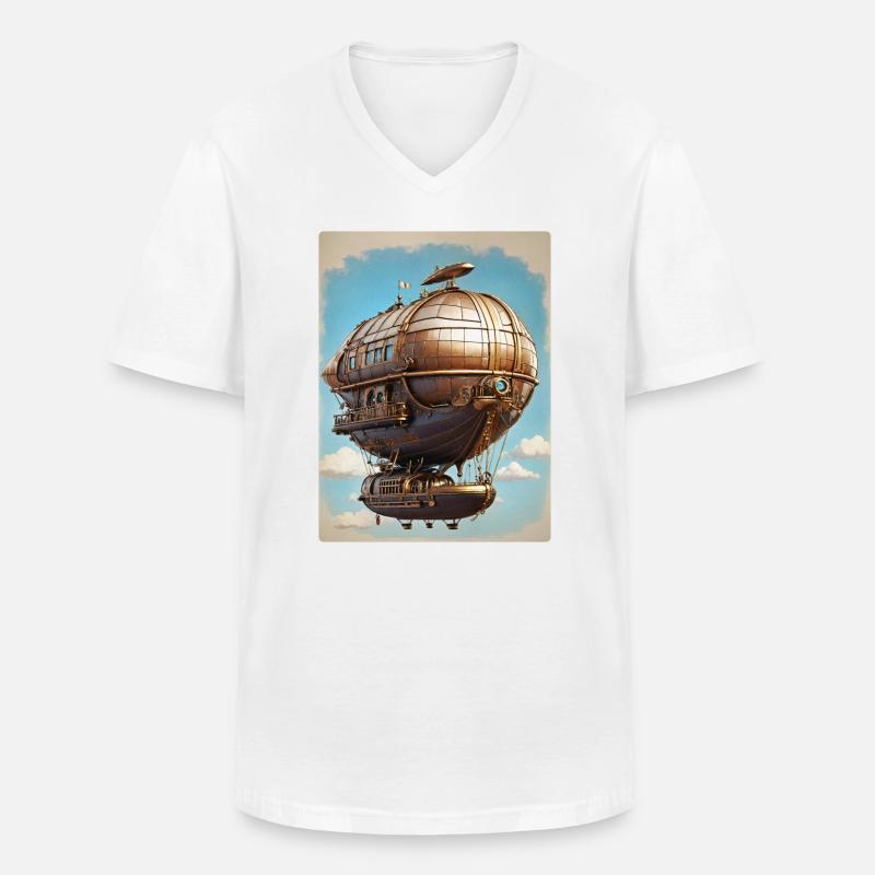 Steampunk Luftschiff 1.6 - Männer-T-Shirt mit V-Ausschnitt - Weiß