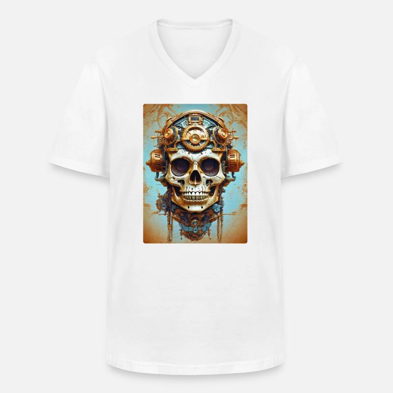 Steampunk Skull 1.6 - Männer-T-Shirt mit V-Ausschnitt - Weiß
