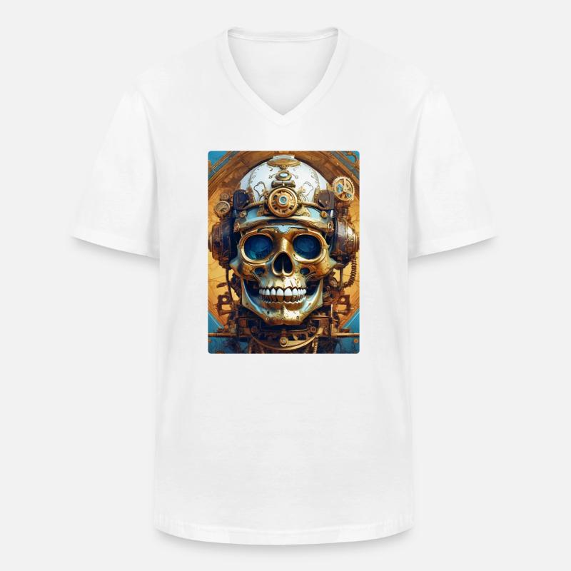 Steampunk Skull 1.1 - Männer-T-Shirt mit V-Ausschnitt - Weiß