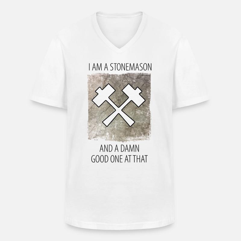 Steinmetz Steinbildhauer Spruch - Männer-T-Shirt mit V-Ausschnitt - Weiß