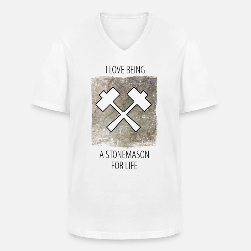 Steinmetz Steinbildhauer Spruch - Männer-T-Shirt mit V-Ausschnitt - Weiß