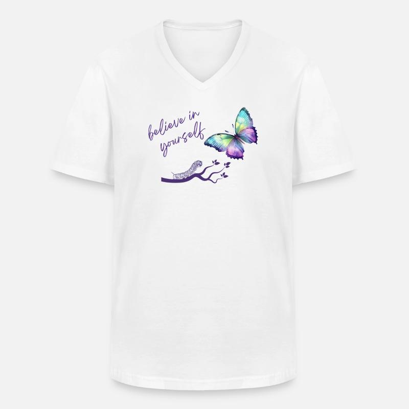BELIEVEINYOURSELF! - Männer-T-Shirt mit V-Ausschnitt - Weiß