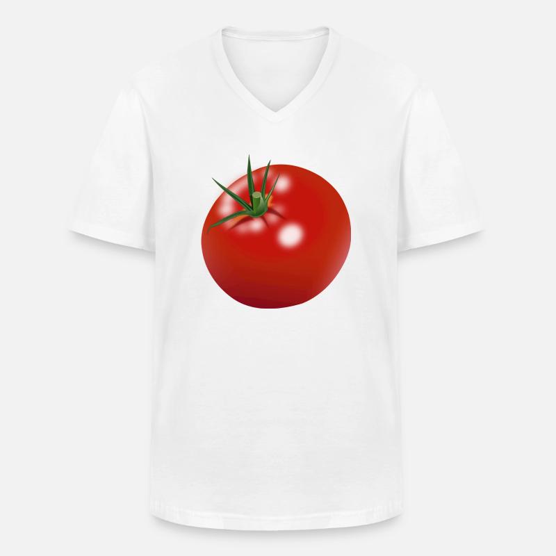 Rote Tomate - Männer-T-Shirt mit V-Ausschnitt - Weiß