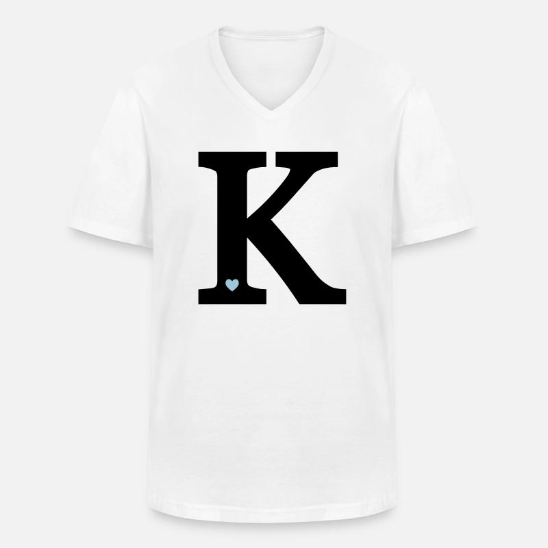Buchstabe K Anfangsbuchstabe - Männer-T-Shirt mit V-Ausschnitt - Weiß