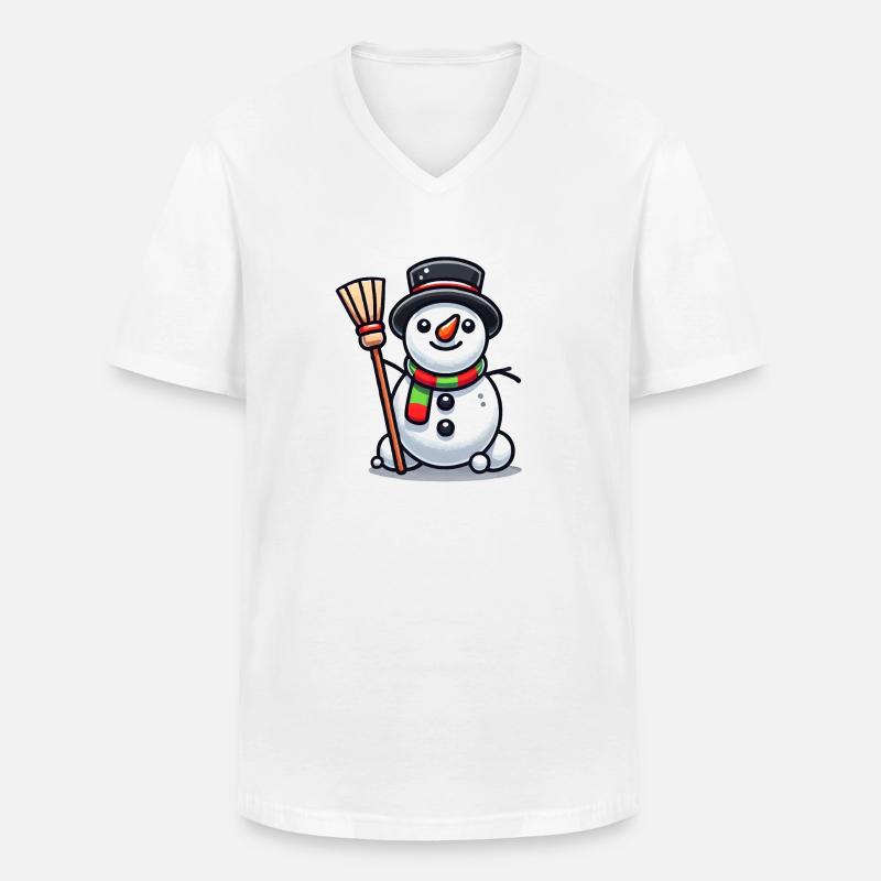 Schneemann Comic - Männer-T-Shirt mit V-Ausschnitt - Weiß