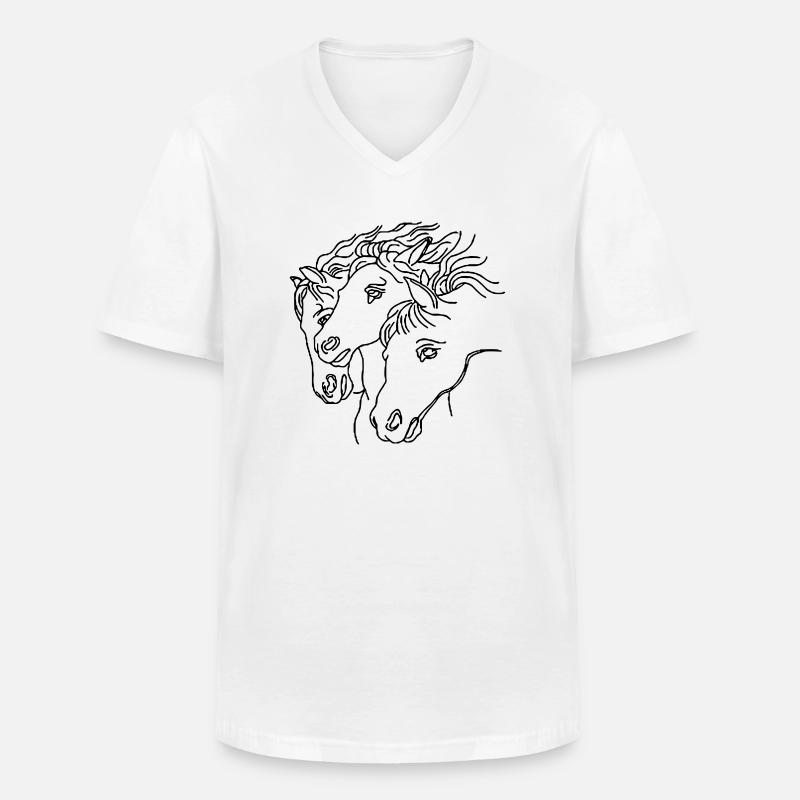 Pferde - Männer-T-Shirt mit V-Ausschnitt - Weiß