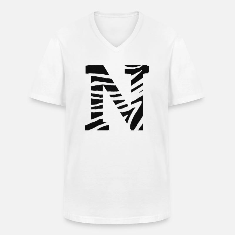 Buchstabe n Zebra - Männer-T-Shirt mit V-Ausschnitt - Weiß