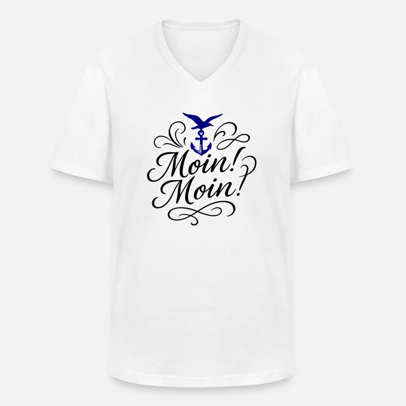 Moin Moin Spruch - Männer-T-Shirt mit V-Ausschnitt - Weiß