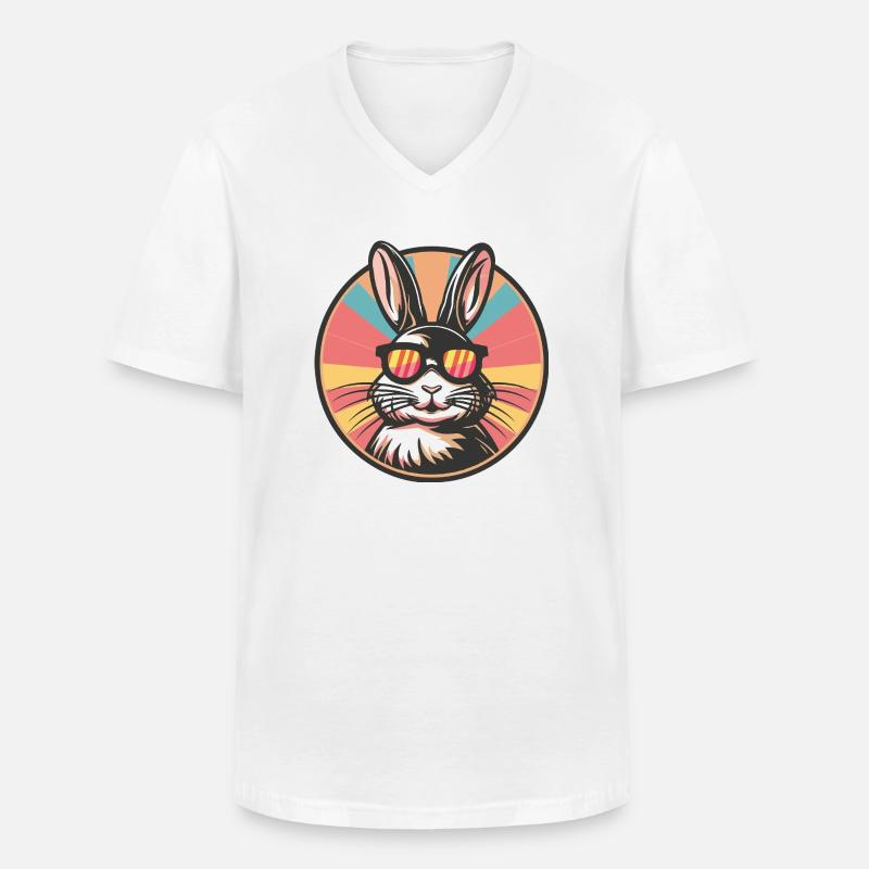 Hase Comic Cool - Männer-T-Shirt mit V-Ausschnitt - Weiß