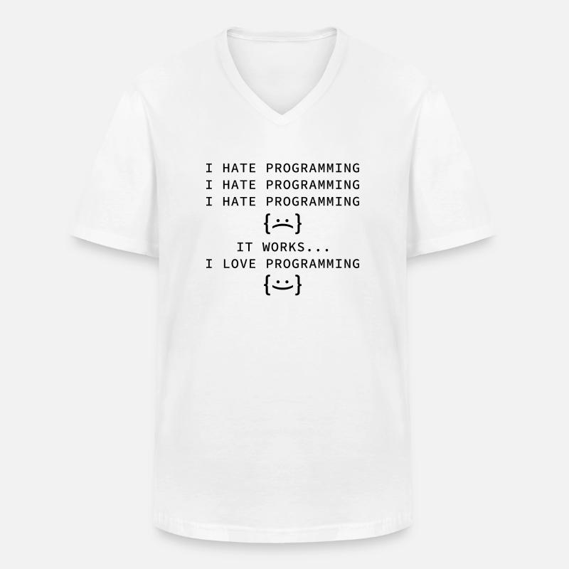 I Hate Programming - Men's V-Neck T-Shirt - white