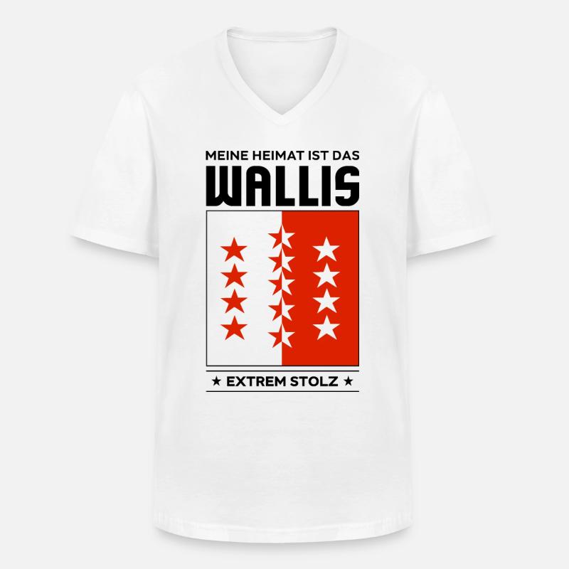 Wallis - Männer-T-Shirt mit V-Ausschnitt - Weiß