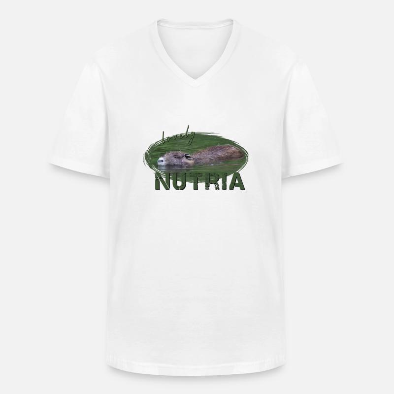 Nutria Biber Biberratte Wasserratte - Männer-T-Shirt mit V-Ausschnitt - Weiß